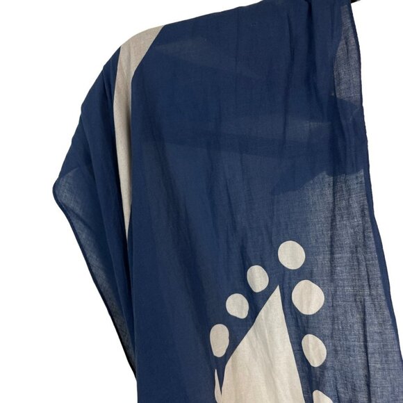 Johanna Ortiz Beach Panache Printed Cotton Voile Maxi Dress White Blue Size 4 - Picture 9 of 12